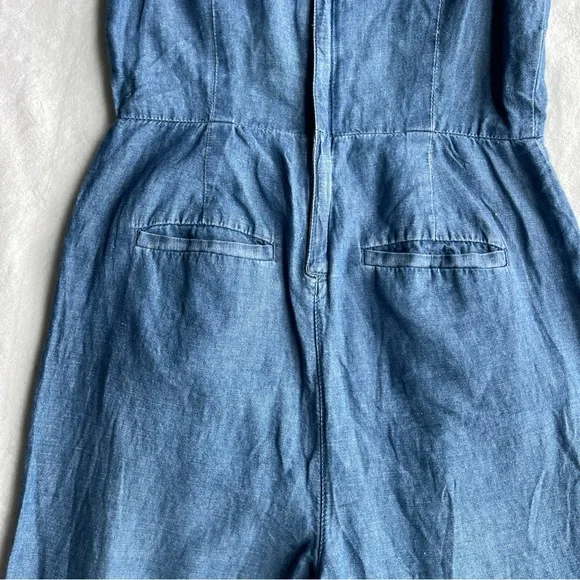 Madewell Chambray Muralist Jumpsuit Womens sz 00 Blue Denim Cotton Linen Cropped - Picture 4 of 16